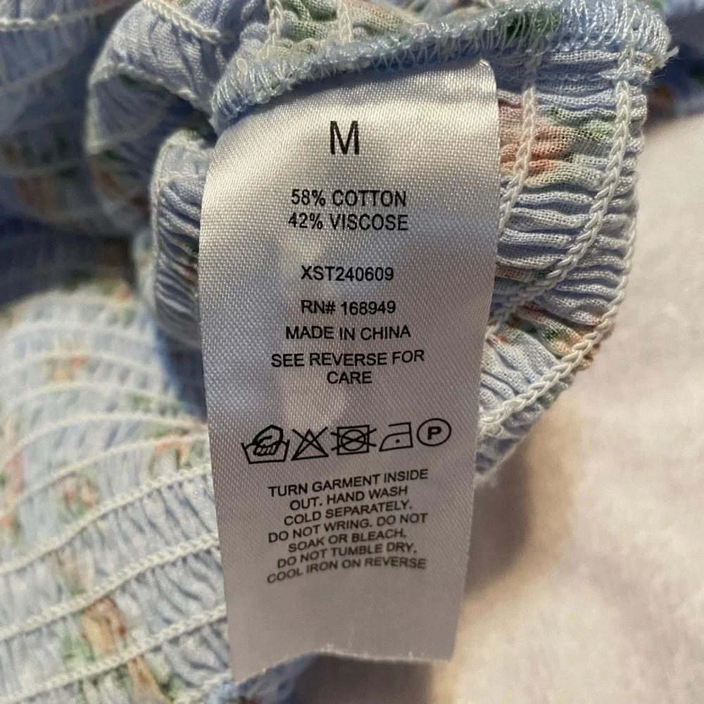 Altar'd State Blue Floral Smocked Blouse - Picture 7 of 7